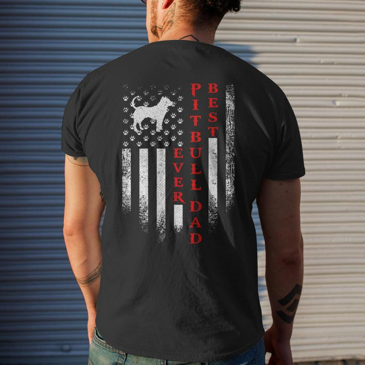 Vintage Usa American Flag Best Pit Bull Pitbull Dog Dad Ever Men's Back Print T-shirt Gifts for Him