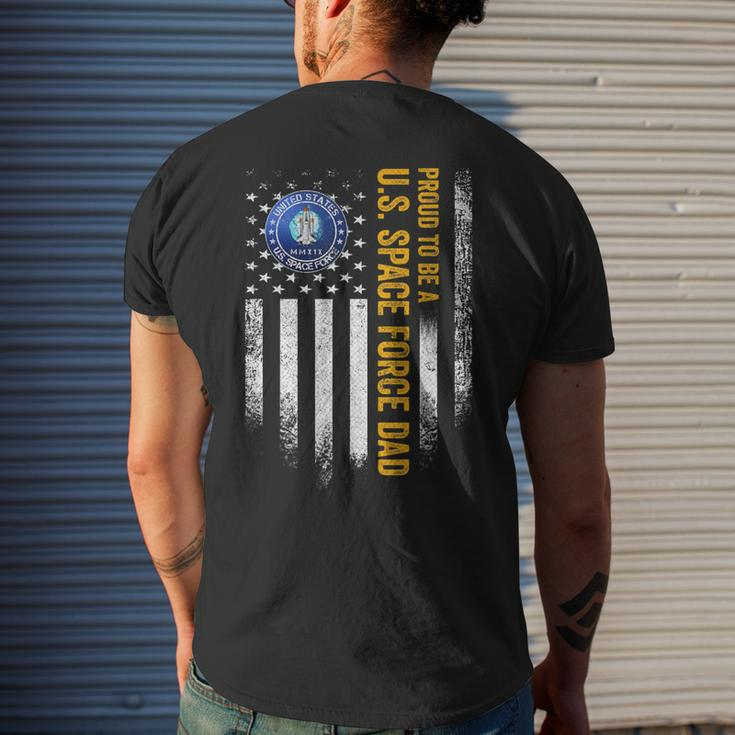 Vintage Usa American Flag Proud To Be A Us Space Force Dad Men's T-shirt Back Print Gifts for Him