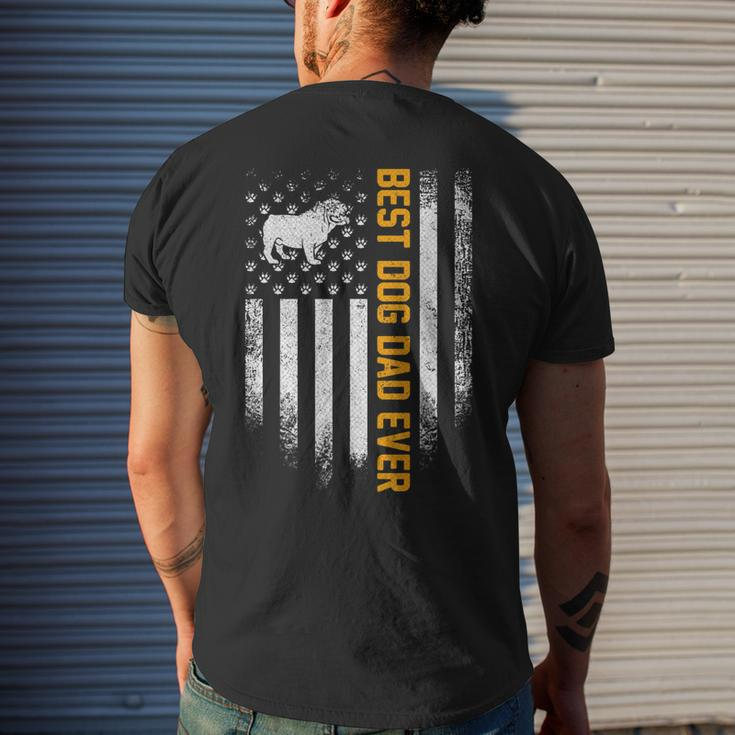 Vintage Usa Best English Bulldog Dad Ever American Flag Men's T-shirt Back Print Gifts for Him