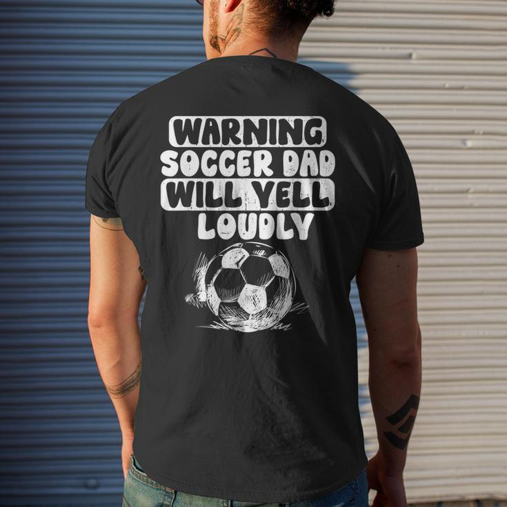 Vintage Warning Soccer Dad Will Yell Loudly For Men Men's T-shirt Back Print Gifts for Him