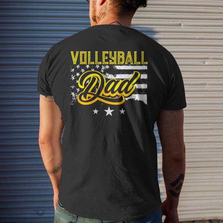Volleyball Dad American Flag Men's Back Print T-shirt Gifts for Him