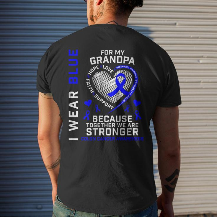 I Wear Blue For My Grandpa Colon Cancer Awareness Graphic Men's T-shirt Back Print Gifts for Him