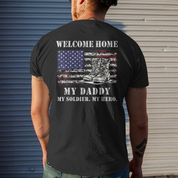 Welcome Home My Daddy Military Dad Soldier Homecoming Retro Men's T-shirt Back Print Gifts for Him