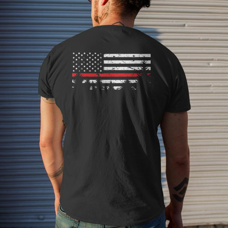 Wildland Firefighter Red Line American Flag Men's T-shirt Back Print Gifts for Him