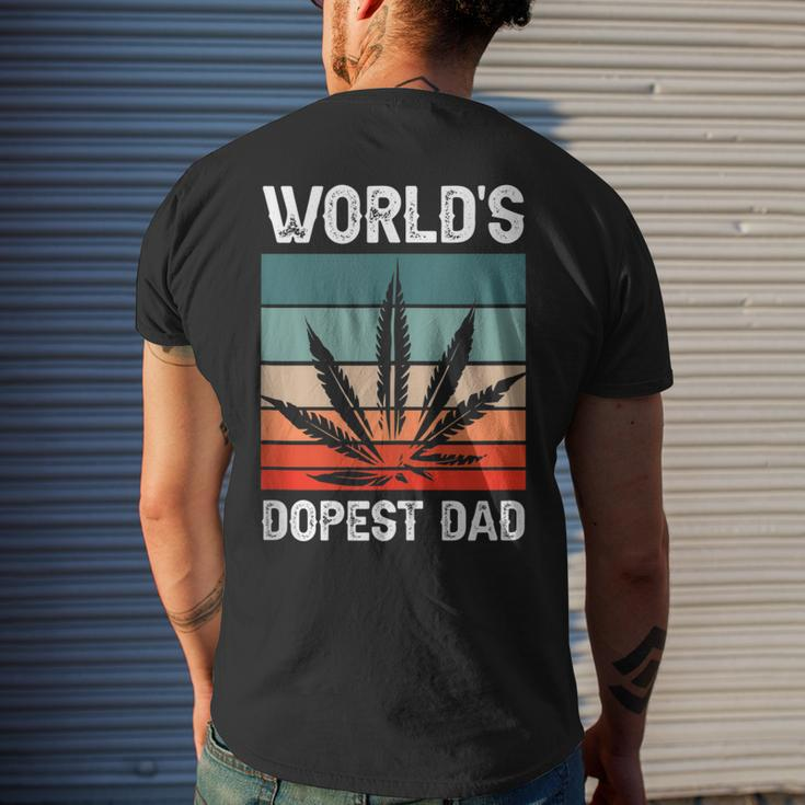 Worlds Dopest Dad Marijuana Cannabis Weed Vintage Men's T-shirt Back Print Gifts for Him