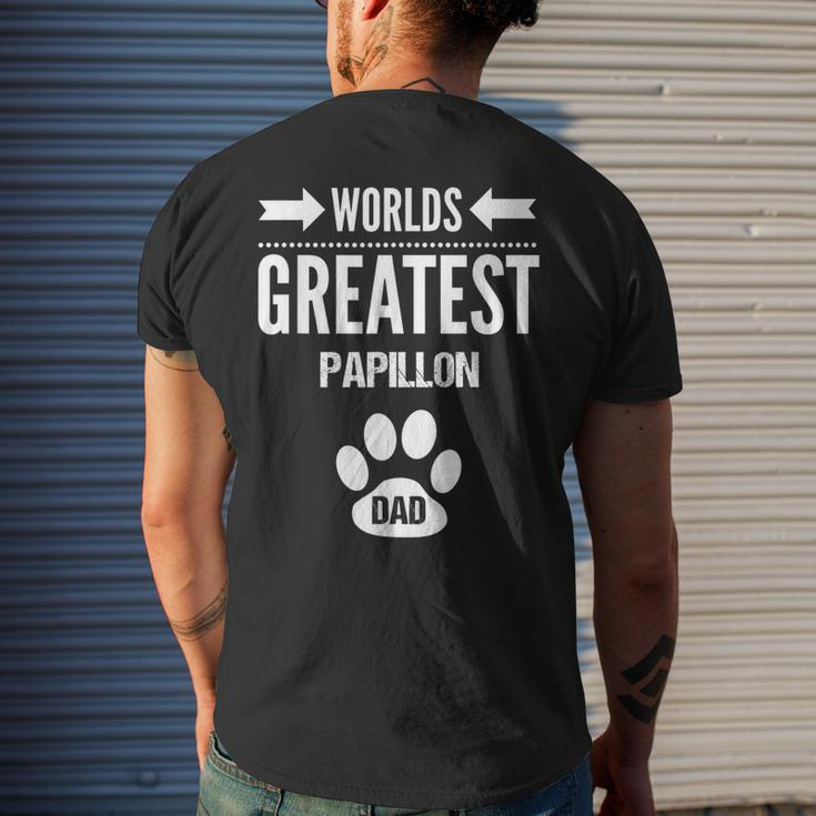 Worlds Greatest Papillon Dad Paw Print Father Gift Pet Owner Gift For Mens Mens Back Print T-shirt Gifts for Him