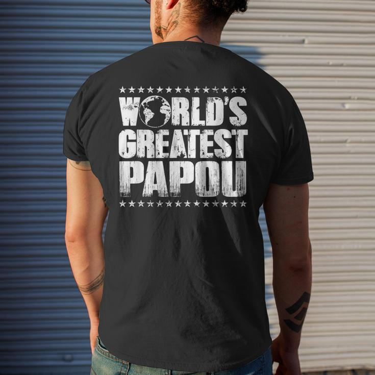 Worlds Greatest PapouBest Ever Award Gift Mens Back Print T-shirt Gifts for Him