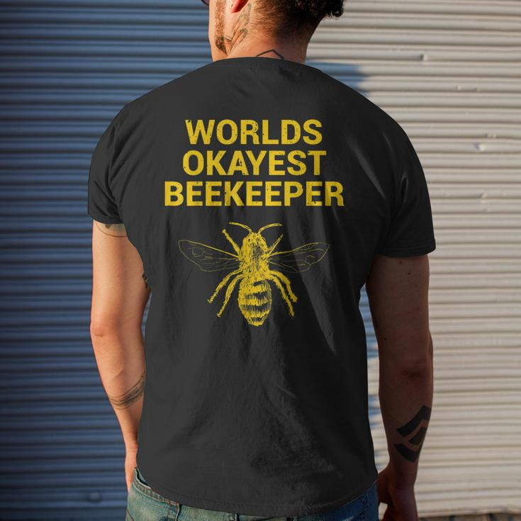 Worlds Okayest Beekeeper Beekeeping Dad Men's T-shirt Back Print Gifts for Him