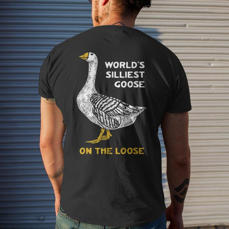Worlds Silliest Goose On The Loose Men's Back Print T-shirt Gifts for Him