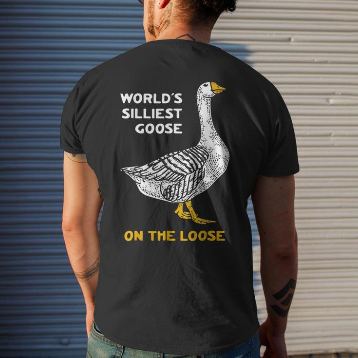 Worlds Silliest Goose On The LooseMen's Back Print T-shirt Gifts for Him