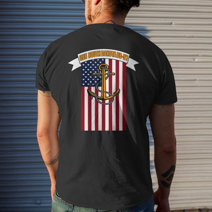 Ww2 Battleship Uss South Dakota Bb-57 Warship Veteran Dad Men's T-shirt Back Print Gifts for Him