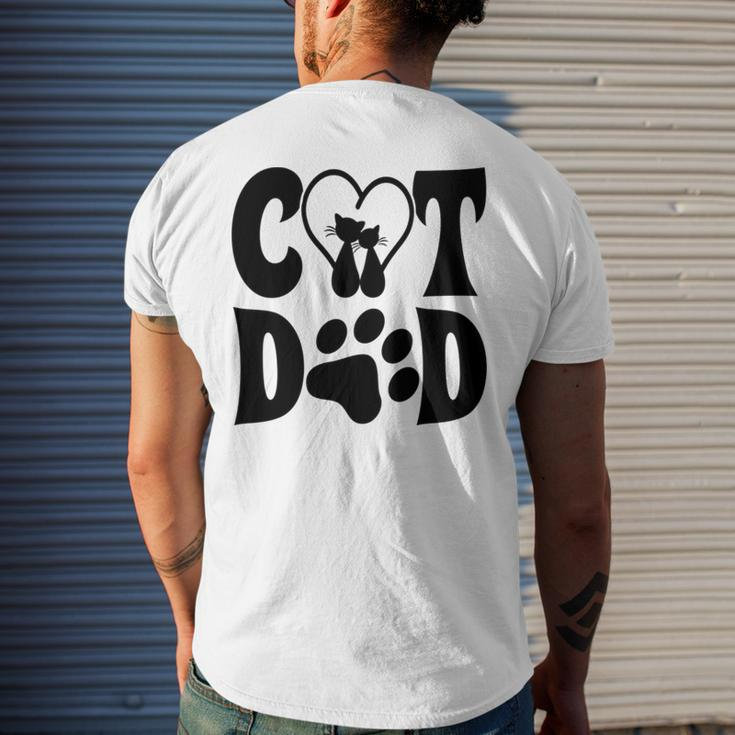 Cat Dad Heart Personalized Cat Dad Men's Back Print T-shirt Gifts for Him