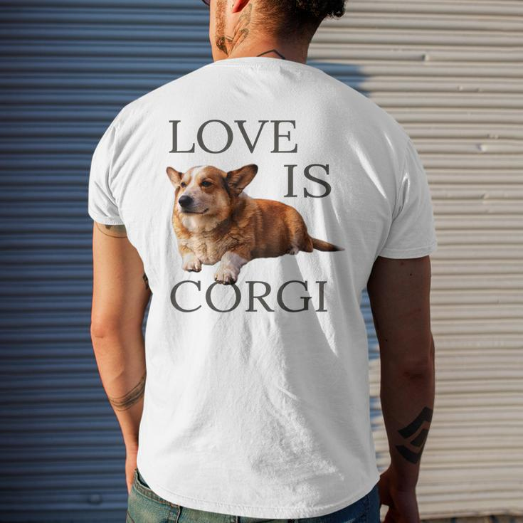 Corgi Men Women Kids Love Is Dog Mom Dad Pet Men's Back Print T-shirt Gifts for Him