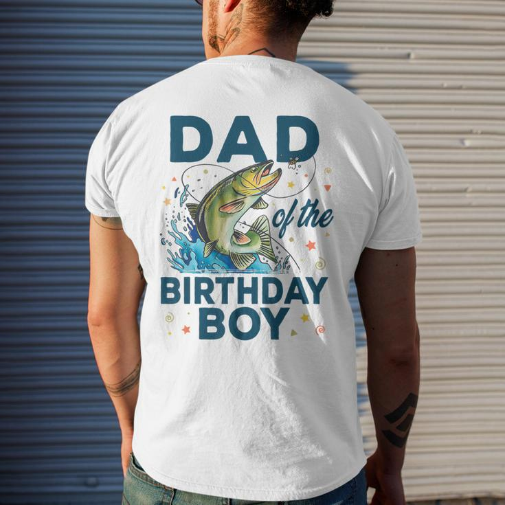 Dad Of The Birthday Boy Fishing Birthday Bass Fish Bday Mens Back Print T- shirt