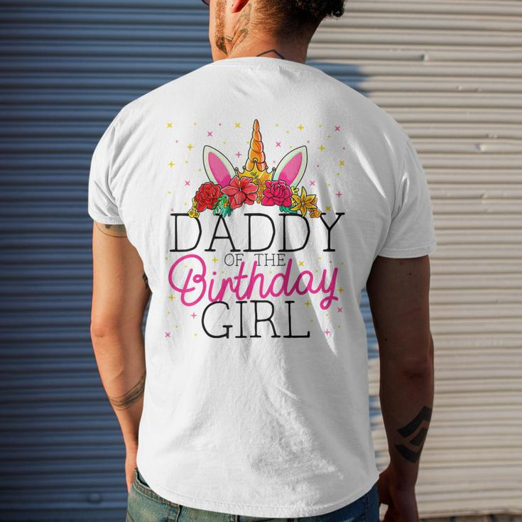 Daddy Of The Birthday Girl Father Unicorn Birthday Gift For Mens Mens Back Print T-shirt Gifts for Him