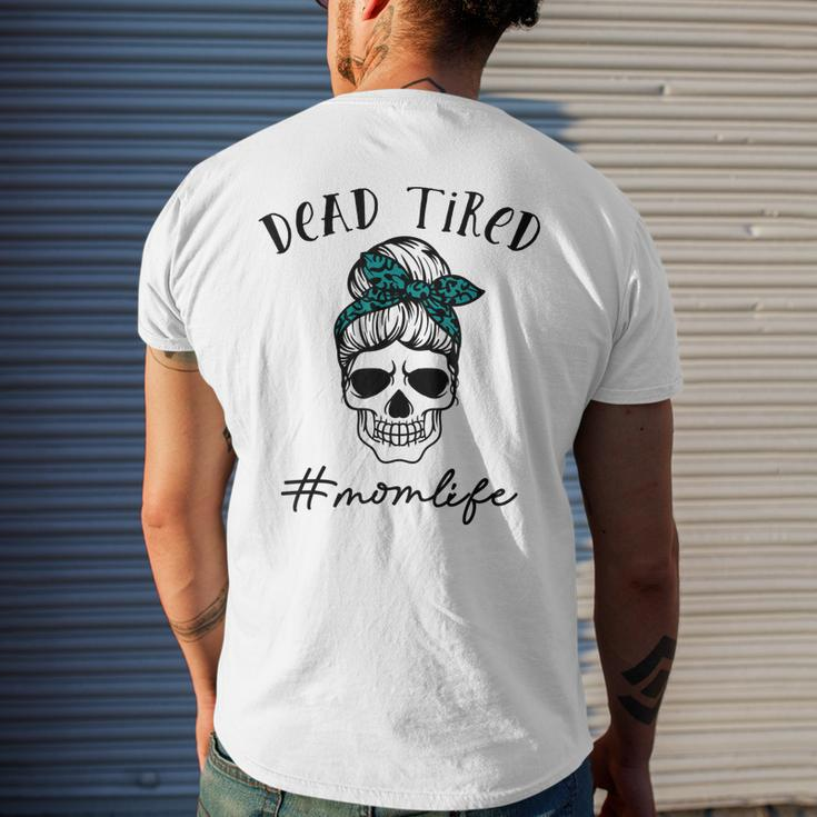 Dead Tired Mom Life Leopard Skull Sunglasses Men's Back Print T-shirt Gifts for Him