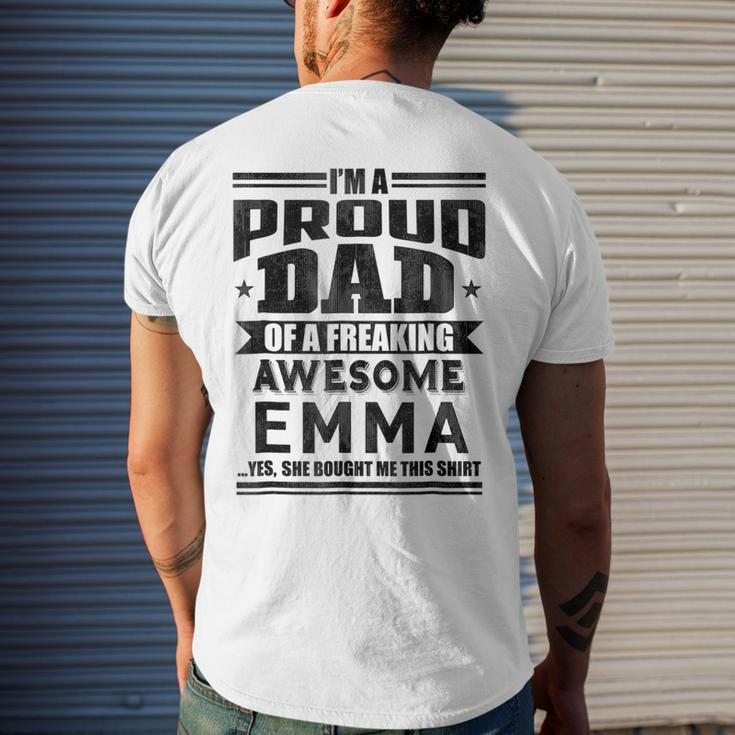 Family Fathers Day Dad Daughter Emma Name Men Mens Back Print T-shirt Gifts for Him