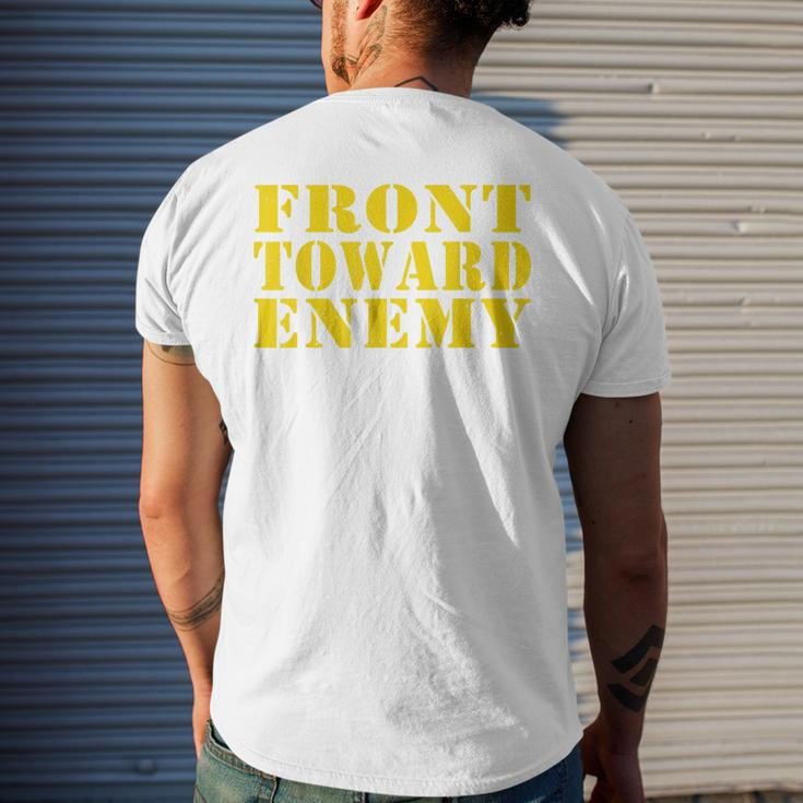 Front Toward Enemy Funny Vintage Military Quote Mens Back Print T-shirt Gifts for Him