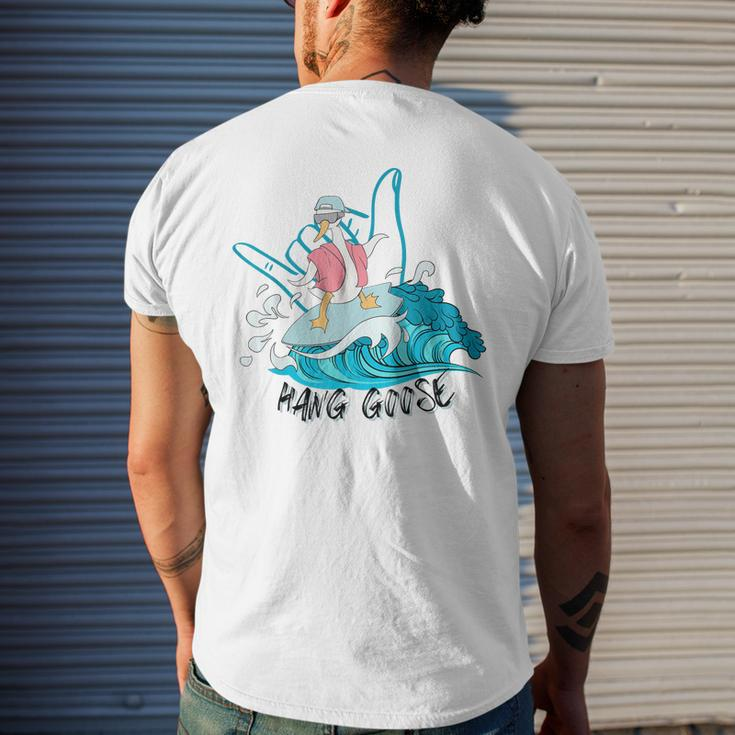 Hang Goose Silly Goose Surfing Farm Animal Men's Back Print T-shirt Gifts for Him