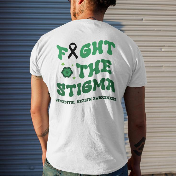 In May We Wear The Green Fight Stigma Mental Health Groovy Mens Back Print T-shirt Gifts for Him
