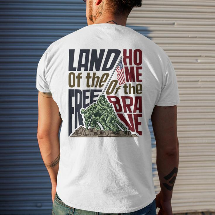 Land Of The Free Iwo Jima Men's Back Print T-shirt Gifts for Him
