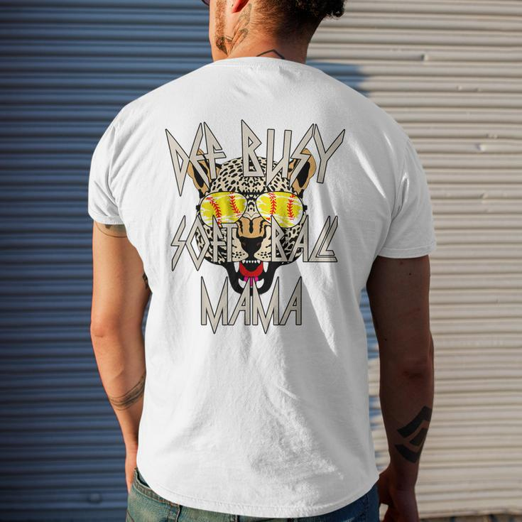 Leopard Softball Mom Life Cute Def Busy Softball Mama Men's Back Print T-shirt Gifts for Him