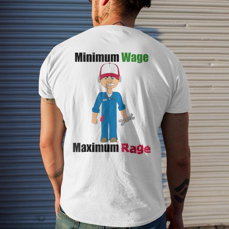 Minimin Rage Minimum Wage Maximum Rage Mechanic Meme Mens Back Print T-shirt | Mazezy