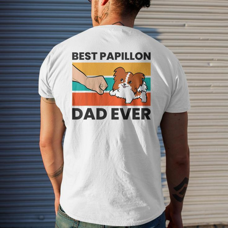 Papillon Dog Owner Best Papillon Dad Ever Men's Back Print T-shirt Gifts for Him