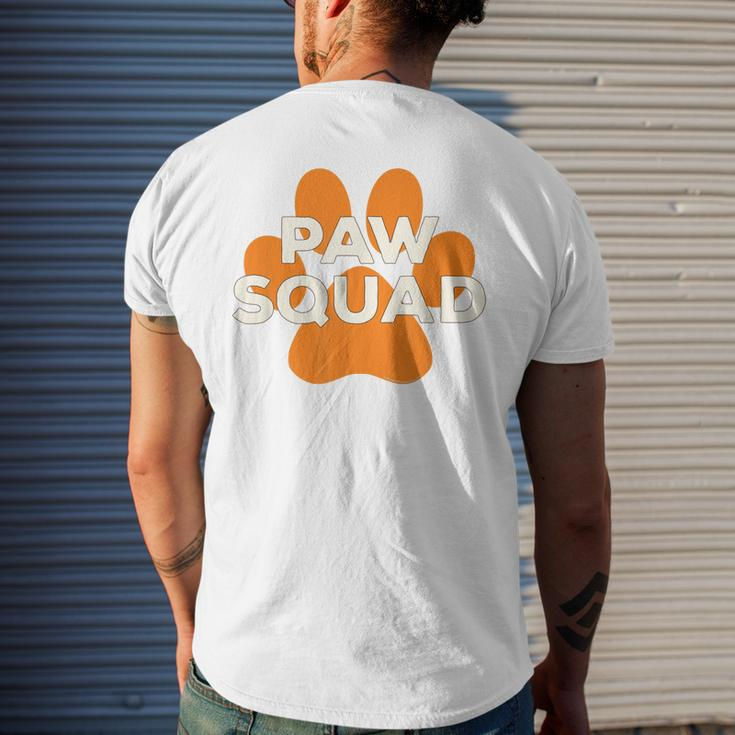 Paw Squad Orange Dog Cat Paw Print Animal Rescue Team Men's Back Print T-shirt Gifts for Him
