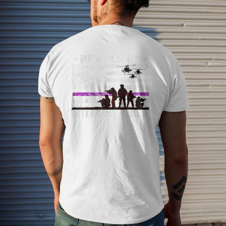 Purple Up For Military Kids Child Month Us Flag Mens Back Print T-shirt Gifts for Him