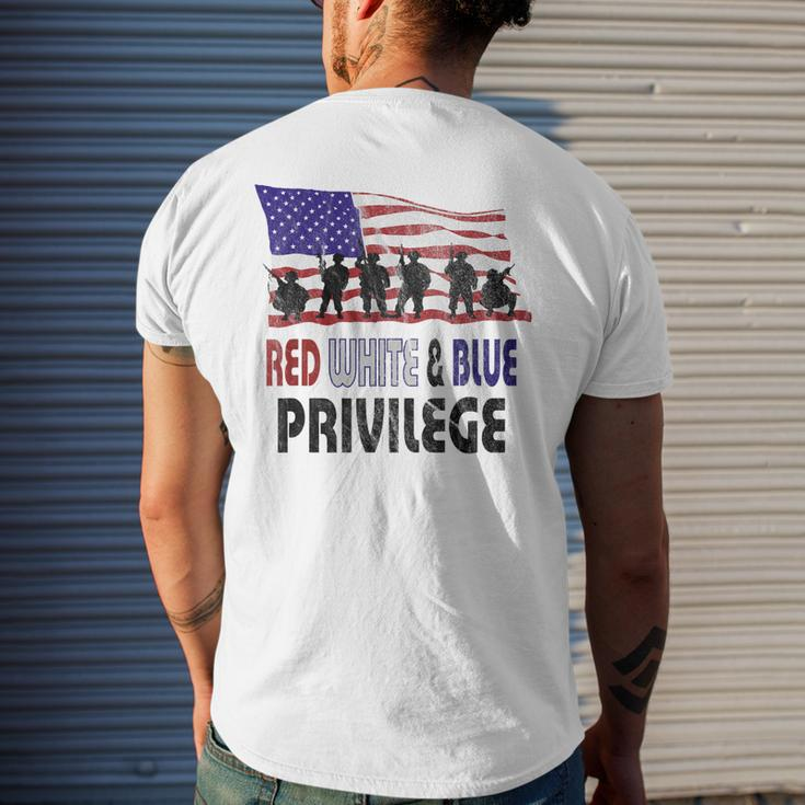 Red White & Blue Privilege Veterans Day Vets Men's T-shirt Back Print Gifts for Him