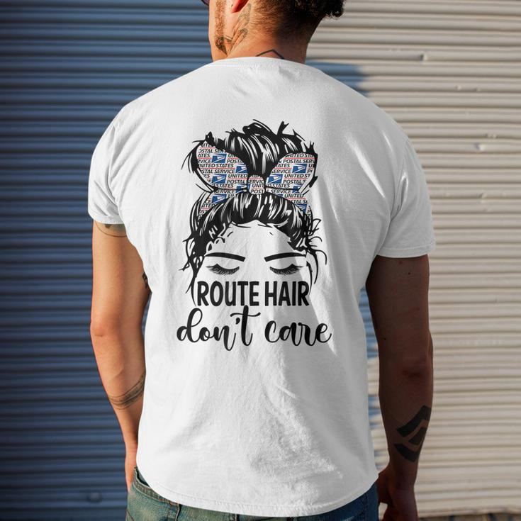 Route Hair Dont Care Messy Bun Mom Womens Men's Back Print T-shirt Gifts for Him