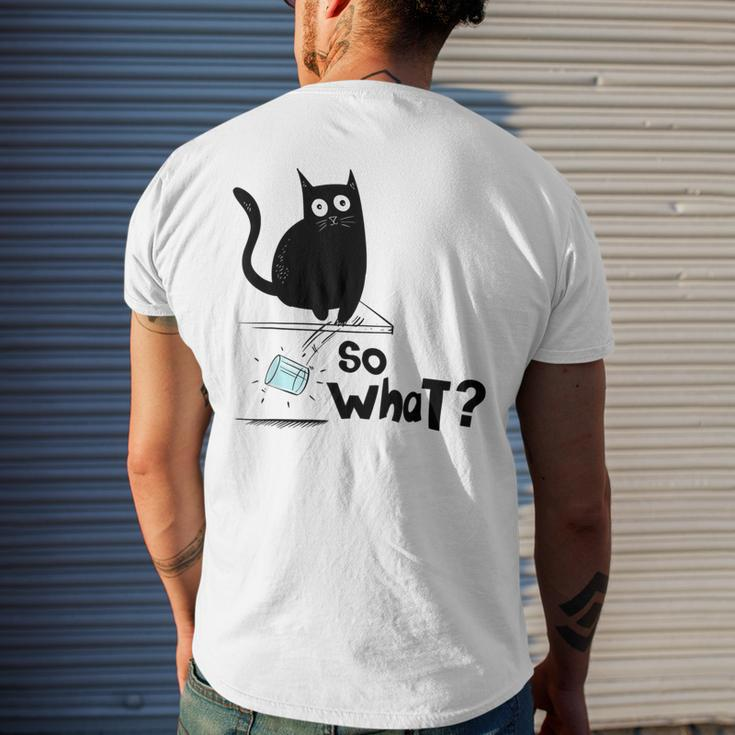 So What Funny Black Cat Cat Dad Cat Mom Kitten Mens Back Print T-shirt Gifts for Him