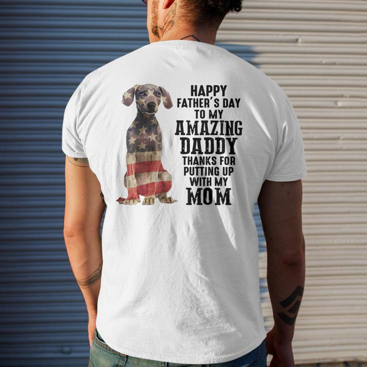 Us Flag Weimaraner Dad Happy Fathers Day To My Amazing Daddy Mens Back Print T-shirt Gifts for Him