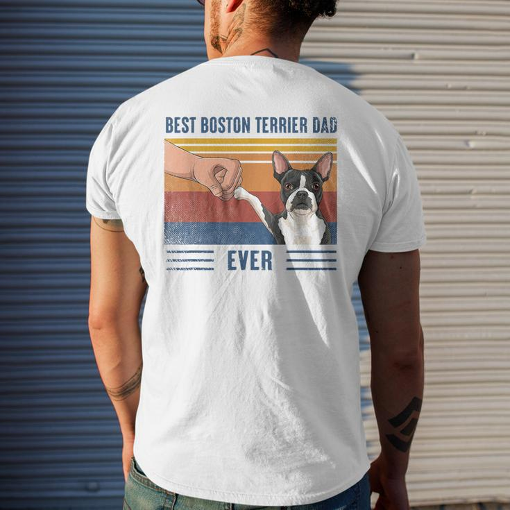 Vintage Best Boston Terrier Dad Ever Fist Bump Funny Dog Gift For Mens Mens Back Print T-shirt Gifts for Him