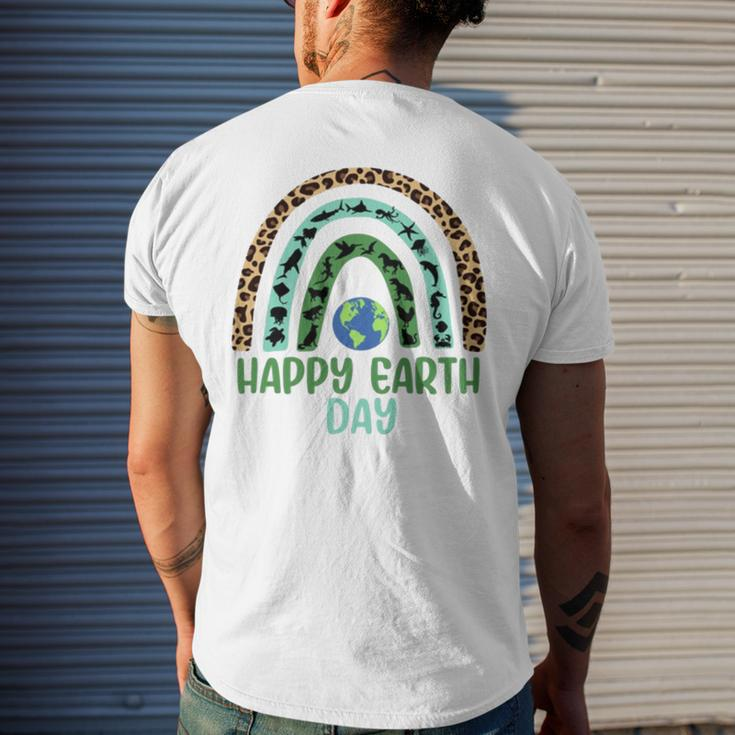 Wild And Sea Animals Happy Earth Day Rainbow Men's Back Print T-shirt Gifts for Him