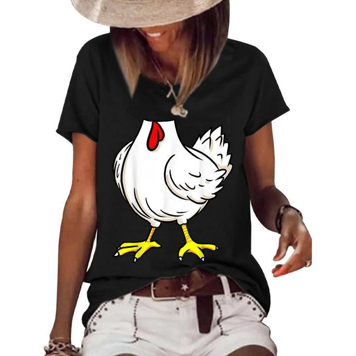 Chicken Body Costume Animal Thanksgiving Halloween  Women's Short Sleeve Loose T-shirt