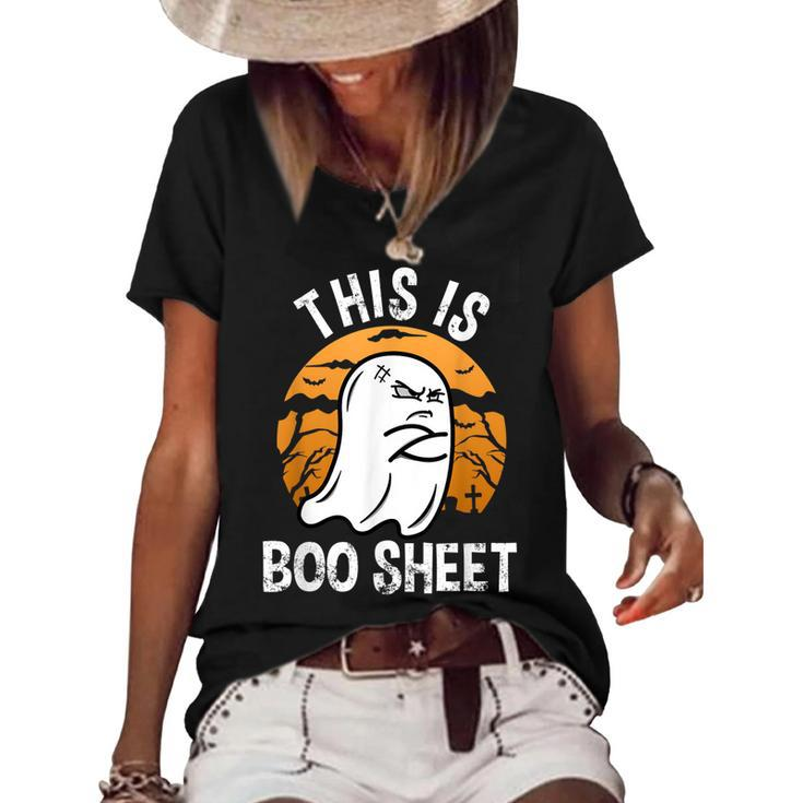 This Is Boo Sheet Funny Ghost Costume Women Men Halloween  Women's Short Sleeve Loose T-shirt