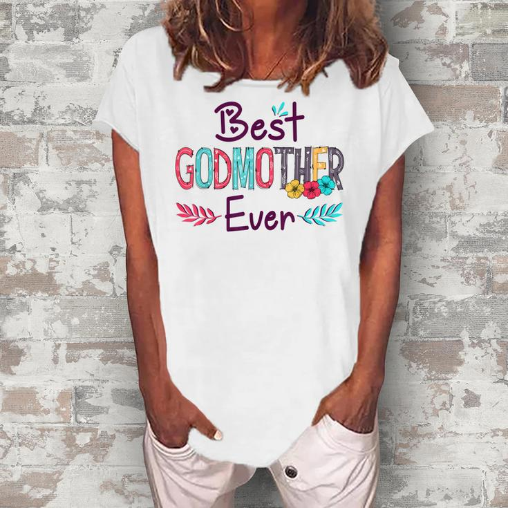 Best Godmother Ever Women Flower Decor Mom Women's Loosen T-shirt