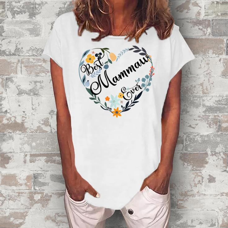 Best Mammaw Ever Heart Flower Blessed Grandma Women's Loosen T-Shirt