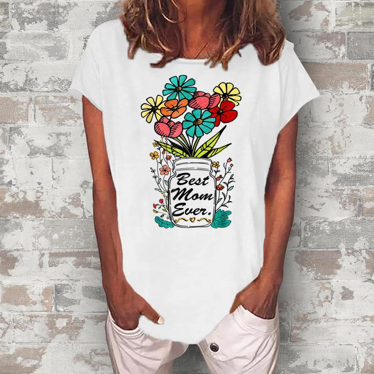Best Mom Ever With Flower For Women Mom For Women's Loosen T-shirt
