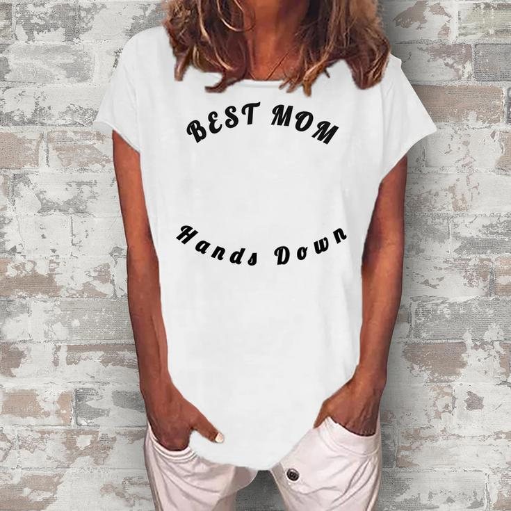 Best Mom Hands Down Hand Print Women's Loosen T-Shirt