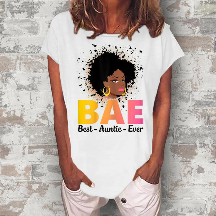 Cute African American Women Bae Best Auntie Ever Women's Loosen T-Shirt