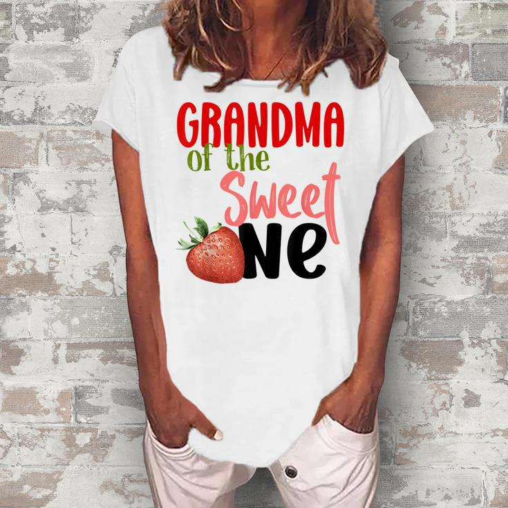 Grandma The Sweet One Strawberry Birthday Family Party Women's Loosen T-Shirt