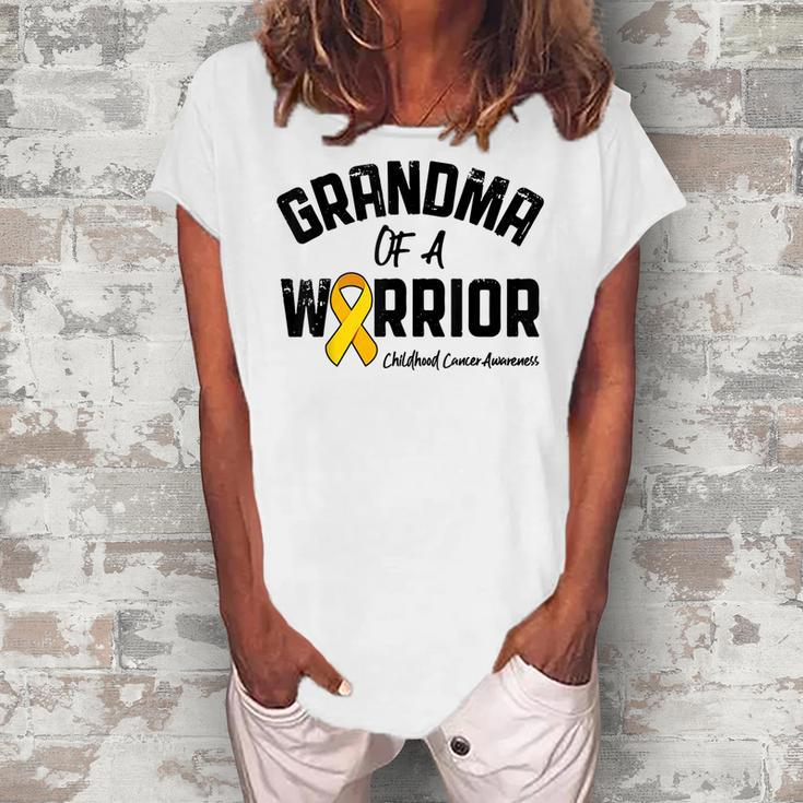 Grandma Of A Warrior Childhood Cancer Awareness Women Women's Loosen T-Shirt