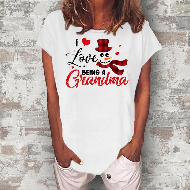 I Love Being A Grandma Snowman Christmas Pajama Women's Loosen T-Shirt