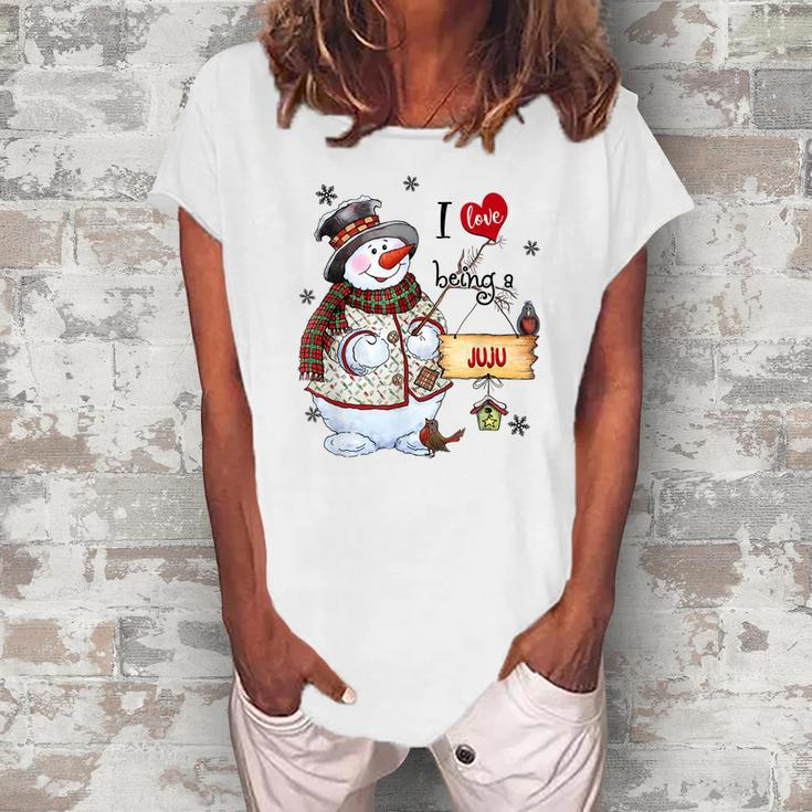 I Love Being A Juju Snowman Grandma Women's Loosen T-Shirt