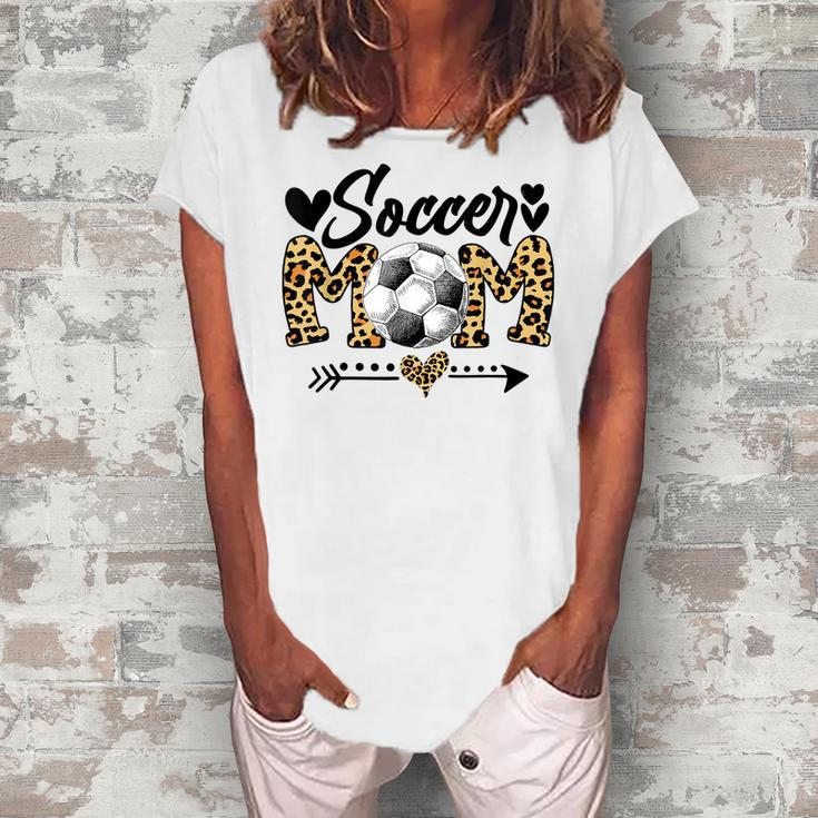 Soccer Mom Heart Leopard Mom Grandma Women's Loosen T-Shirt