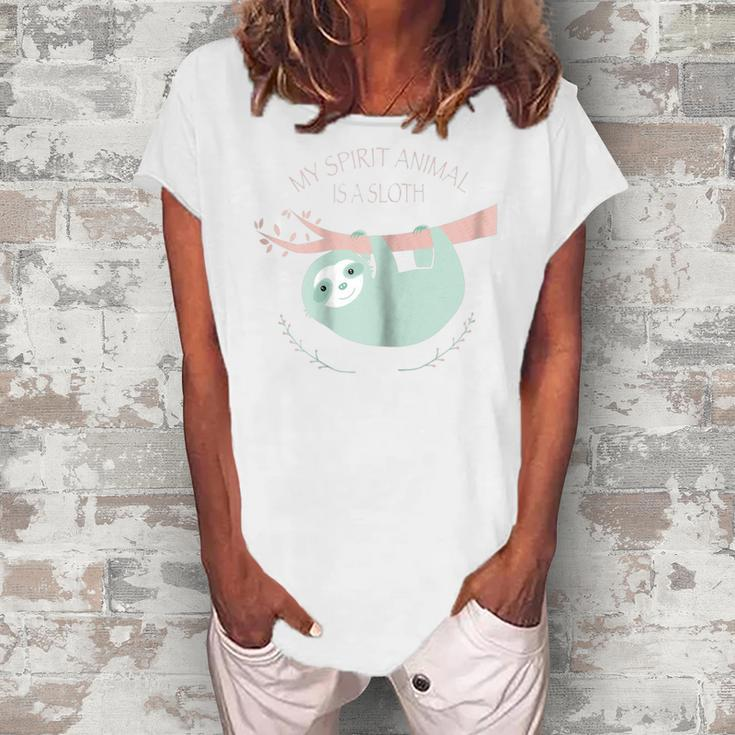My Spirit Animal Is A Sloth Cute Pastel Color T Women's Loosen T-Shirt