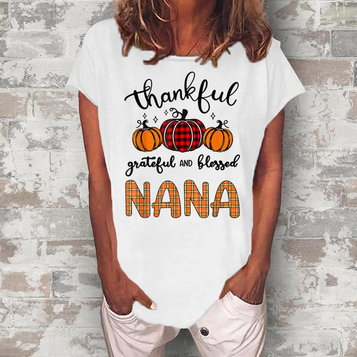Thankful Grateful And Blessed Nana Grandma Pumpkin Women's Loosen T-Shirt